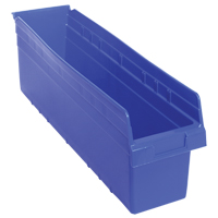 Store-Max Shelf Bins, 6-5/8" W x 8" H x 23-5/8" D, Blue, 68 lbs. Capacity Haskins Industrial Inc.