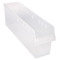 Store-Max Shelf Bins, 6-5/8" W x 8" H x 23-5/8" D, Clear, 68 lbs. Capacity Haskins Industrial Inc.