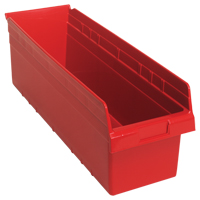 Store-Max Shelf Bins, 8-3/8" W x 8" H x 23-5/8" D, Red, 68 lbs. Capacity Haskins Industrial Inc.