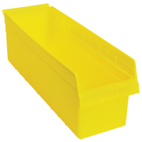 Store-Max Shelf Bins, 8-3/8" W x 8" H x 23-5/8" D, Yellow, 68 lbs. Capacity Haskins Industrial Inc.
