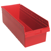 Store-Max Shelf Bins, 11-1/8" W x 8" H x 23-5/8" D, Red, 68 lbs. Capacity Haskins Industrial Inc.