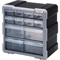 Drawer Cabinet, Plastic, 12 Drawers, 10-1/2" x 6-1/4" x 10-1/4", Black Haskins Industrial Inc.