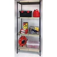 Wire Shelving Unit with Plastic Shelves, Wire Frame with Plastic Shelves, Boltless, 600 lbs. Capacity, 30" W x 72" H x 18" D Haskins Industrial Inc.