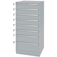 Drawer Cabinets, 8 Drawers, 28-1/4" W x 28-1/2" D x 59-1/2" H, Grey Haskins Industrial Inc.