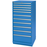 Drawer Cabinets, 11 Drawers, 28-1/4" W x 28-1/2" D x 59-1/2" H, Bright blue Haskins Industrial Inc.