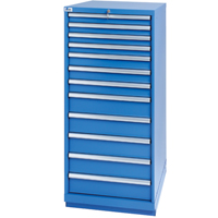 Drawer Cabinets, 12 Drawers, 28-1/4" W x 28-1/2" D x 59-1/2" H, Bright blue Haskins Industrial Inc.