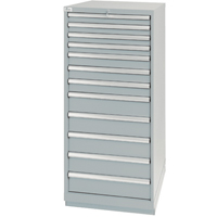 Drawer Cabinets, 12 Drawers, 28-1/4" W x 28-1/2" D x 59-1/2" H, Grey Haskins Industrial Inc.