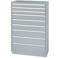 Drawer Cabinets, 9 Drawers, 40-1/4" W x 22-1/2" D x 59-1/2" H, Grey Haskins Industrial Inc.