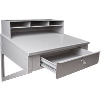 Wall-Mounted Shop Desk, 34-1/2" W x 28" D x 31" H, Grey Haskins Industrial Inc.