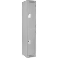 Clean Line Lockers, 2 -tier, 12" x 18" x 72", Steel, Grey, Rivet (Assembled) Haskins Industrial Inc.
