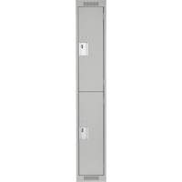 Clean Line Lockers, 2 -tier, 12" x 18" x 72", Steel, Grey, Rivet (Assembled) Haskins Industrial Inc.