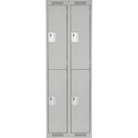 Clean Line Lockers, 2 -tier, Bank of 2, 24" x 18" x 72", Steel, Grey, Rivet (Assembled) Haskins Industrial Inc.