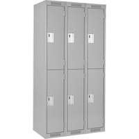 Clean Line Lockers, 2 -tier, Bank of 3, 36" x 18" x 72", Steel, Grey, Rivet (Assembled) Haskins Industrial Inc.