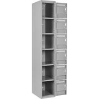 Clean Line Lockerettes, 6 -tier, Bank of 4, 48" x 18" x 72", Steel, Grey, Rivet (Assembled) Haskins Industrial Inc.