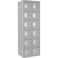 Clean Line Lockerettes, 6 -tier, Bank of 2, 24" x 18" x 72", Steel, Grey, Rivet (Assembled) Haskins Industrial Inc.
