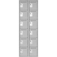 Clean Line Lockerettes, 6 -tier, Bank of 2, 24" x 18" x 72", Steel, Grey, Rivet (Assembled) Haskins Industrial Inc.