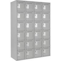 Clean Line Lockerettes, 6 -tier, Bank of 4, 48" x 18" x 72", Steel, Grey, Rivet (Assembled) Haskins Industrial Inc.