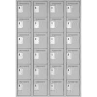 Clean Line Lockerettes, 6 -tier, Bank of 4, 48" x 18" x 72", Steel, Grey, Rivet (Assembled) Haskins Industrial Inc.