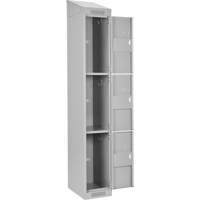 Clean Line Lockers, 3 -tier, Bank of 4, 48" x 18" x 78", Steel, Grey, Rivet (Assembled) Haskins Industrial Inc.