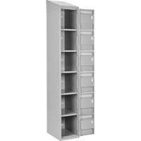 Clean Line Lockerette , 6 -tier, Bank of 4, 48" x 18" x 78", Steel, Grey, Rivet (Assembled) Haskins Industrial Inc.