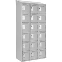 Clean Line Lockerette , 6 -tier, Bank of 3, 36" x 18" x 78", Steel, Grey, Rivet (Assembled) Haskins Industrial Inc.