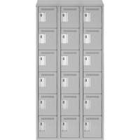 Clean Line Lockerette , 6 -tier, Bank of 3, 36" x 18" x 78", Steel, Grey, Rivet (Assembled) Haskins Industrial Inc.