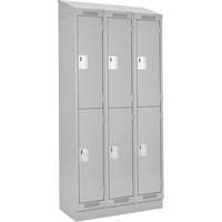 Clean Line Lockers, 2 -tier, Bank of 3, 36" x 18" x 82", Steel, Grey, Rivet (Assembled) Haskins Industrial Inc.