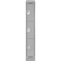 Clean Line Lockers, 3 -tier, 12" x 18" x 82", Steel, Grey, Rivet (Assembled) Haskins Industrial Inc.