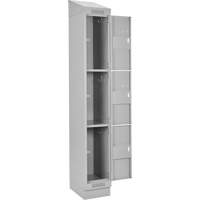 Clean Line Lockers, 3 -tier, Bank of 4, 48" x 18" x 82", Steel, Grey, Rivet (Assembled) Haskins Industrial Inc.