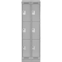 Clean Line Lockers, 3 -tier, Bank of 2, 24" x 18" x 82", Steel, Grey, Rivet (Assembled) Haskins Industrial Inc.
