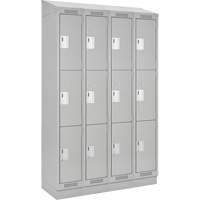 Clean Line Lockers, 3 -tier, Bank of 4, 48" x 18" x 82", Steel, Grey, Rivet (Assembled) Haskins Industrial Inc.