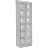 Clean Line Lockerette, 6 -tier, Bank of 2, 24" x 18" x 82", Steel, Grey, Rivet (Assembled) Haskins Industrial Inc.