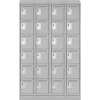 Clean Line Lockerette, 6 -tier, Bank of 4, 48" x 18" x 82", Steel, Grey, Rivet (Assembled) Haskins Industrial Inc.