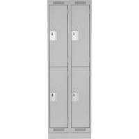 Clean Line Lockers, 2 -tier, Bank of 2, 24" x 18" x 76", Steel, Grey, Rivet (Assembled) Haskins Industrial Inc.