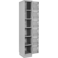 Clean Line Lockerette, 6 -tier, Bank of 4, 48" x 18" x 76", Steel, Grey, Rivet (Assembled) Haskins Industrial Inc.