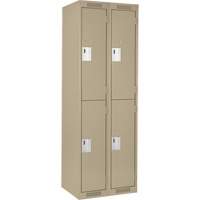 Clean Line Lockers, 2 -tier, Bank of 2, 24" x 18" x 72", Steel, Beige, Rivet (Assembled) Haskins Industrial Inc.