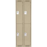 Clean Line Lockers, 2 -tier, Bank of 2, 24" x 18" x 72", Steel, Beige, Rivet (Assembled) Haskins Industrial Inc.