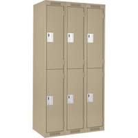 Clean Line Lockers, 2 -tier, Bank of 3, 36" x 18" x 72", Steel, Beige, Rivet (Assembled) Haskins Industrial Inc.