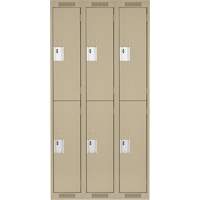 Clean Line Lockers, 2 -tier, Bank of 3, 36" x 18" x 72", Steel, Beige, Rivet (Assembled) Haskins Industrial Inc.