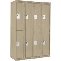 Clean Line Lockers, 2 -tier, Bank of 4, 48" x 18" x 72", Steel, Beige, Rivet (Assembled) Haskins Industrial Inc.