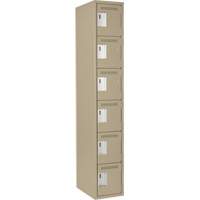 Clean Line Lockerette, 6 -tier, 12" x 18" x 72", Steel, Beige, Rivet (Assembled) Haskins Industrial Inc.
