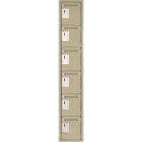 Clean Line Lockerette, 6 -tier, 12" x 18" x 72", Steel, Beige, Rivet (Assembled) Haskins Industrial Inc.