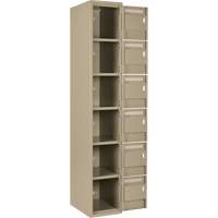 Clean Line Lockerette, 6 -tier, Bank of 4, 48" x 18" x 72", Steel, Beige, Rivet (Assembled) Haskins Industrial Inc.