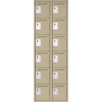 Clean Line Lockerette, 6 -tier, Bank of 2, 24" x 18" x 72", Steel, Beige, Rivet (Assembled) Haskins Industrial Inc.