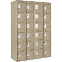 Clean Line Lockerette, 6 -tier, Bank of 4, 48" x 18" x 72", Steel, Beige, Rivet (Assembled) Haskins Industrial Inc.