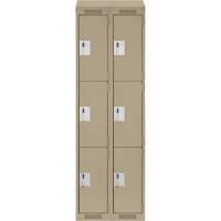 Clean Line Lockers, 3 -tier, Bank of 2, 24" x 18" x 78", Steel, Beige, Rivet (Assembled) Haskins Industrial Inc.