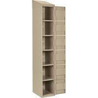 Clean Line Lockerette, 6 -tier, Bank of 4, 48" x 18" x 78", Steel, Beige, Rivet (Assembled) Haskins Industrial Inc.