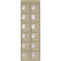 Clean Line Lockerette, 6 -tier, Bank of 2, 24" x 18" x 78", Steel, Beige, Rivet (Assembled) Haskins Industrial Inc.
