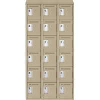 Clean Line Lockerette, 6 -tier, Bank of 3, 36" x 18" x 78", Steel, Beige, Rivet (Assembled) Haskins Industrial Inc.