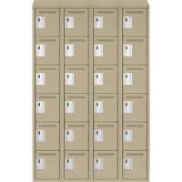 Clean Line Lockerette, 6 -tier, Bank of 4, 48" x 18" x 78", Steel, Beige, Rivet (Assembled) Haskins Industrial Inc.